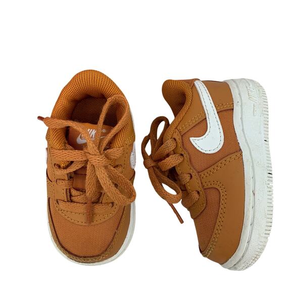 Nike Air Force 1 (TDV) Brown/White Sneaker Shoes Size 3C Toddler/Infant - Picture 1 of 6